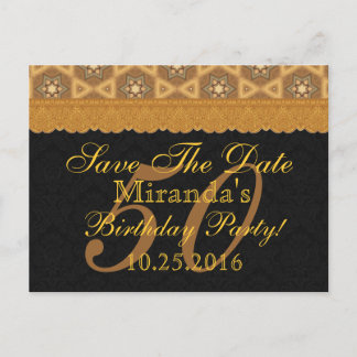 Carte Postale Faire-part 50e Enregistrer la date Anniversaire Gold Black La