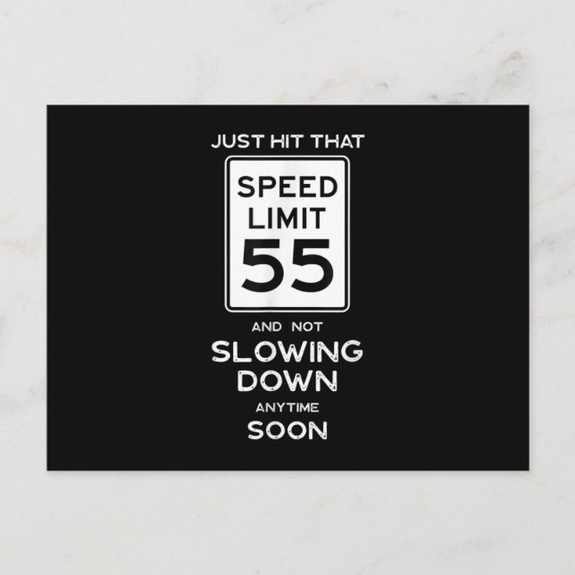 Carte Postale Faire-part 55e anniversaire Limite de vitesse Signal Auto Méc (Devant)
