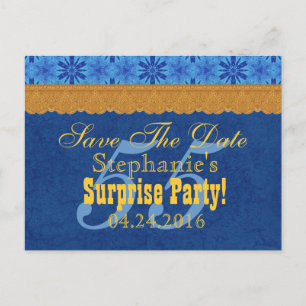Carte Postale Faire-part 55e anniversaire SURPRISE Enregistrer la date Blue