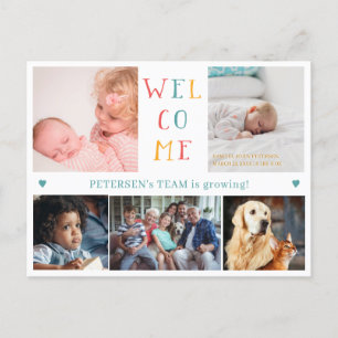 Carte Postale Faire-part 5 collage de photos de famille BIENVENUE naissance