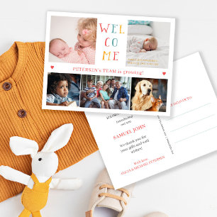 Carte Postale Faire-part 5 collage photo famille BIENVENUE nouvelle naissan
