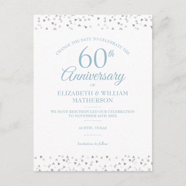 Carte Postale Faire-part 60e anniversaire de mariage de diamant Changement  (Devant)