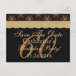 Carte Postale Faire-part 60e Enregistrer la date Anniversaire Pale Gold Lac