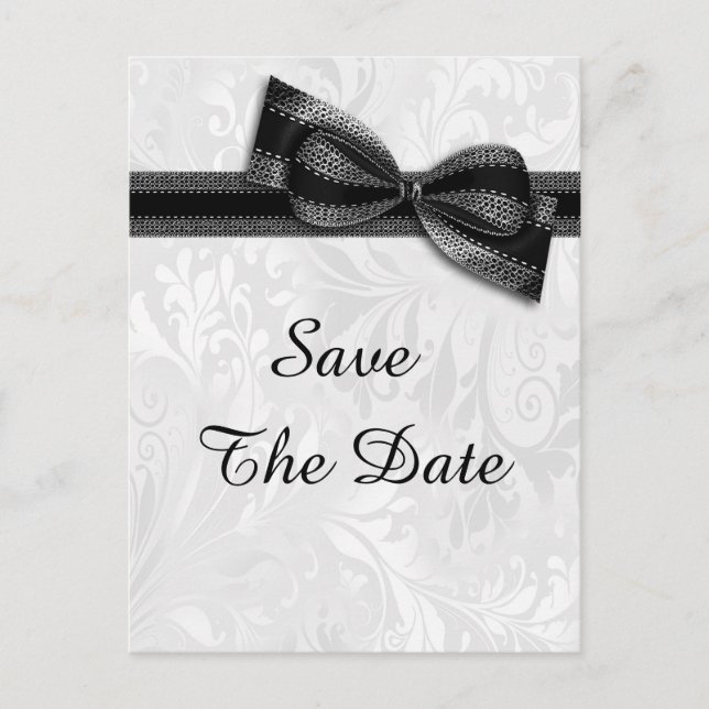 Carte Postale Faire-part 70e anniversaire Damask et Faux Bow Enregistrer la (Devant)