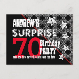 Carte Postale Faire-part 70e Anniversaire Surprise Enregistrez la Date en d