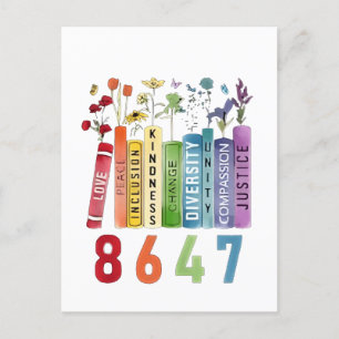Carte Postale Faire-part 8647 Subtle Anti Trump Anti MAGA 86 47 Floral LGBT
