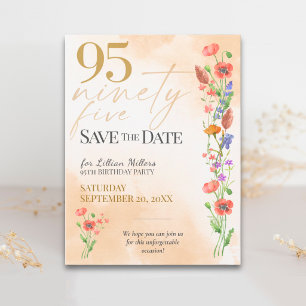 Carte Postale Faire-part 95e anniversaire floral élégant - 95 Enregistrez l