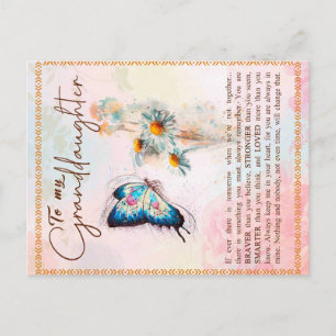 Carte Postale Faire-part À Mon Cadeau Petite-Fille, Beau Cadeau Papillon