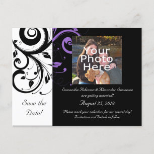 Carte Postale Faire-part Accent blanc violet noir violet Enregistrer la car