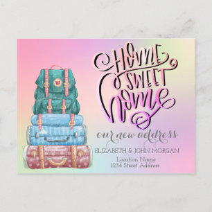 Carte Postale Faire-part Accueil Sweet Home, Valises, Holographie Nouvelle 