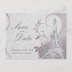 Carte Postale Faire-part Affiche rustique : Teal subtil et violet Enregistr