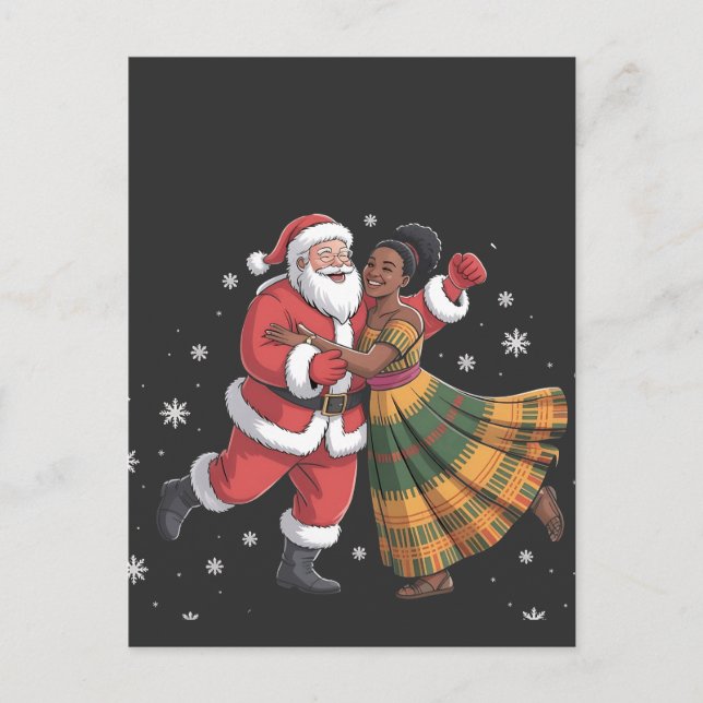 Carte Postale Faire-part African Père Noël Mme Claus Danser African America (Devant)