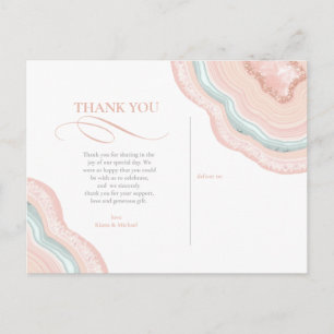 Carte Postale Faire-part Agate Geode Mariage Rose Parties scintillant Gold 