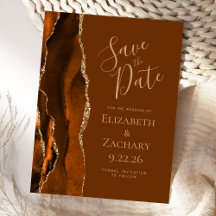Agate Orange Brûlé Or Muscade Brun Save the Date
