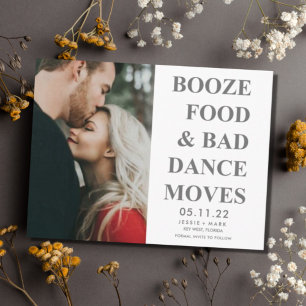 Carte Postale Faire-part Alcool, Nourriture, Mauvais Mouvements de Danse En