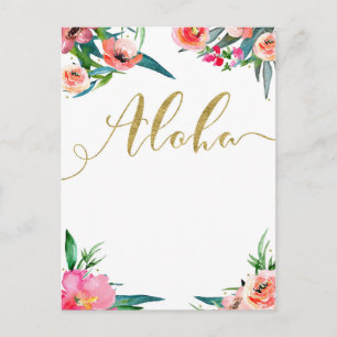Carte Postale Faire-part Aloha Floral Moderne Tropical D'été Enregistrer la