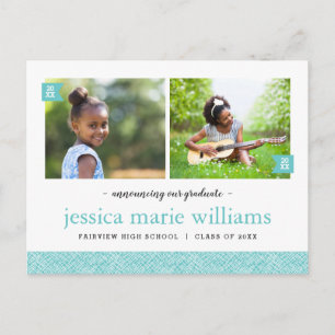 Carte Postale Faire-part Alors et maintenant 2 Photo Graduation Party Invit