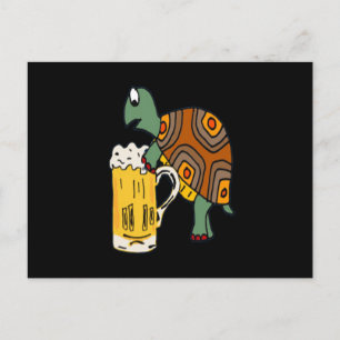 Carte Postale Faire-part Amateur de bière   Tortue Bière Mignonne