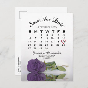 Carte Postale Faire-part Amethyst Purple Rose Calendrier Enregistrer la dat