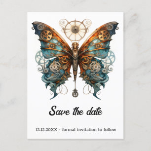 Carte Postale Faire-part Amiral papillon Chronoflutter Mariage Steampunk
