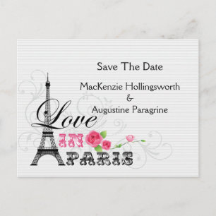 Carte Postale Faire-part Amour à Paris Sauvez la date