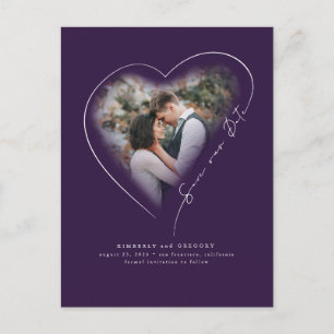Carte Postale Faire-part Amour Coeur Élégant Minimal Enregistrer La Date Ph