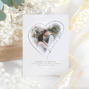 Carte Postale Faire-part Amour Coeur Élégant Minimal Enregistrer La Date Ph