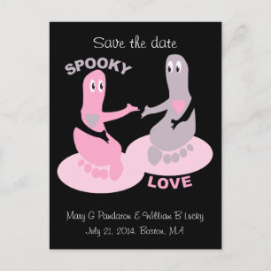 Carte Postale Faire-part Amour Éffrayant, pieds fantômes, sauvez la date