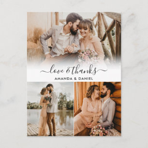 Carte Postale Faire-part Amour Lettré à la main et Merci photo Mariage