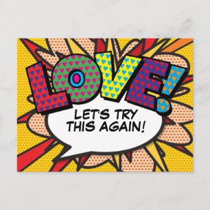 Carte Postale Faire-part AMOUR Report de Date Bande Dessinée Pop Art