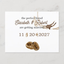 Carte Postale Faire-part Amoureux du café, sauvez la date