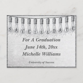 Carte Postale Faire-part Ampoule Edison Graduation Enregistrez La Date