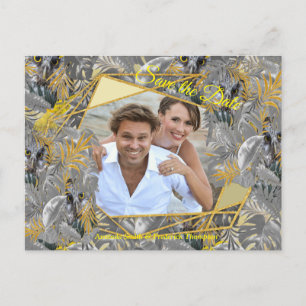 Carte Postale Faire-part Amusant expressif en feuilles de plante jaunes et 