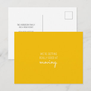Carte Postale Faire-part Amusant Minimal Jaune Nouvelle Adresse Maison Démé