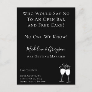 Carte Postale Faire-part Amusant Open Bar Gratuit Mariage De Gâteau Enregis