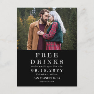 Carte Postale Faire-part Amusant tableau noir Boissons gratuites Mariage Sa