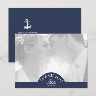 Carte Postale Faire-part Ancre Blue Wave Mariage Remerciements ID836