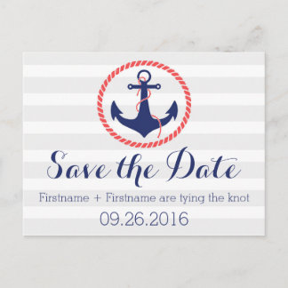 Carte Postale Faire-part Ancre de marine Enregistrer la date