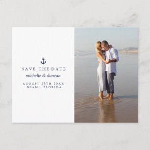 Carte Postale Faire-part ANCRE MARIAGE NAUTICAL Photo ENREGISTRER LA DATE