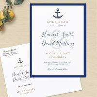 Ancre Marine Bleu Nuit Mariage Économisez la Date