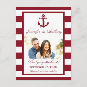 Carte Postale Faire-part Ancre Nautique Photo Mariage Enregistrer la date