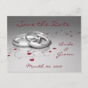 Carte Postale Faire-part Anneaux et coeurs mariages Enregistrer la date Car