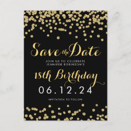 Carte Postale Faire-part Anniversaire Enregistrer la date Gold Parties scin