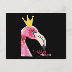 Carte Postale Faire-part Anniversaire Princesse Flamant rose fille Flaman