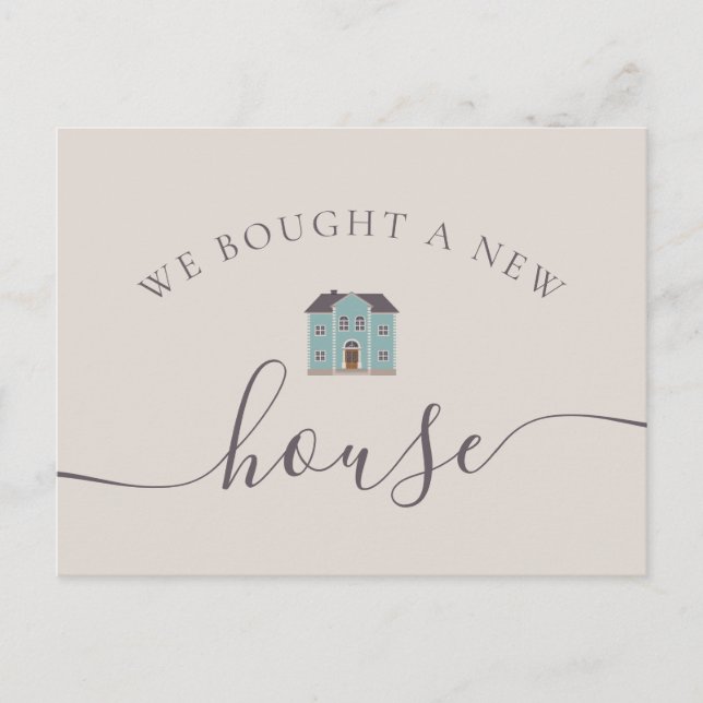 Carte Postale Faire-part Annonce Cream & Teal Nous avons acheté une nouvell (Devant)