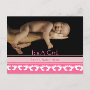 Carte Postale Faire-part Annonce de Bébé Fille