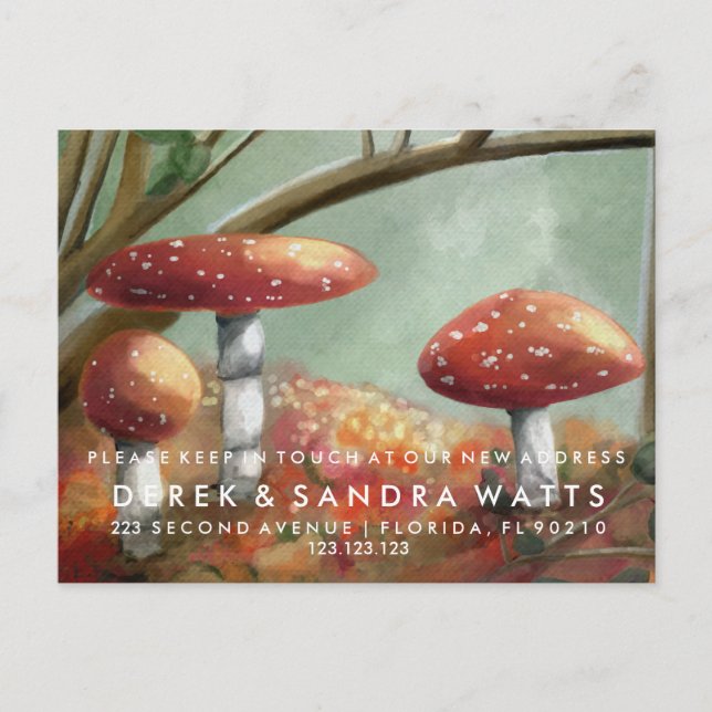 Carte Postale Faire-part Annonce de changement d'adresse amanite peinture à (Devant)
