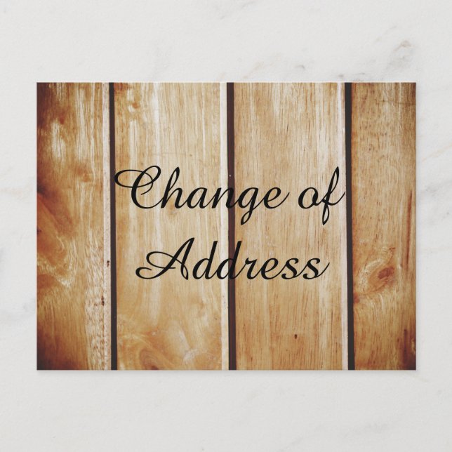 Carte Postale Faire-part Annonce de changement d'adresse élégante en bois (Devant)