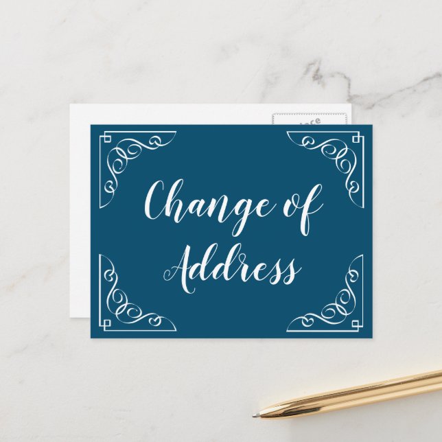 Carte Postale Faire-part Annonce de changement d'adresse en calligraphie sc (Devant/Arrière en situation)