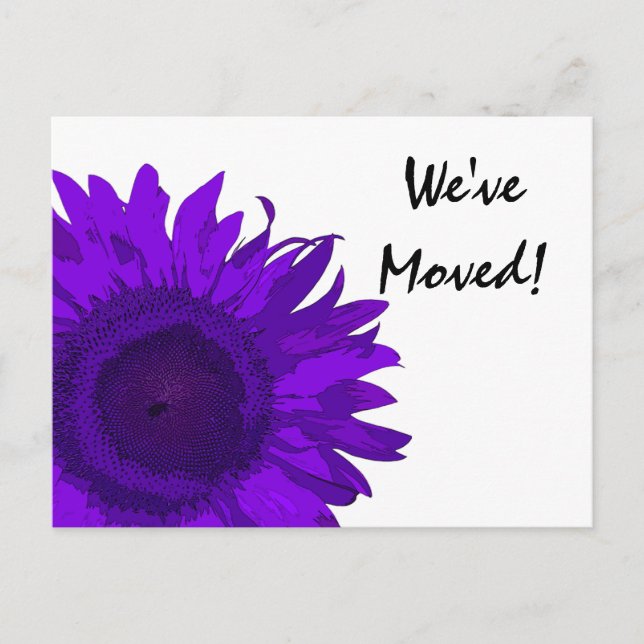 Carte Postale Faire-part Annonce de changement d'adresse Tournesol Violet (Devant)